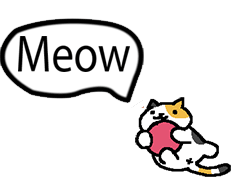 A cartoon cat saying Meow